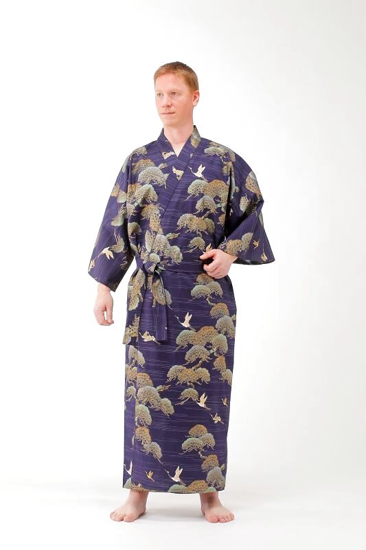 GK-O Mens Japanese Crane Sun Kimono Yukata Coat Cardigan Top Jacket  Bathrobe Robe Casual Loose at  Men’s Clothing store